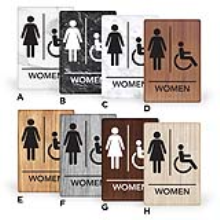 6X9PW-H - MitUSA ADA Marble & Wood Grain Signs Woman<BR> Handicap 6" x 9"