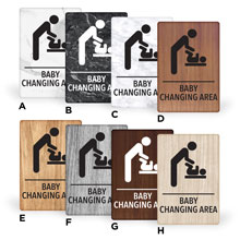 6X9PBC - MitUSA ADA Marble & Wood Grain Signs Baby Changing<BR>6" x 9"