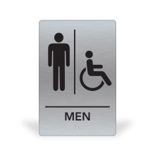 6X9BSMH - MitUSA ADA Compliant<BR>Brushed Silver Men<BR>Handicap 6" x 9" x 3/16"