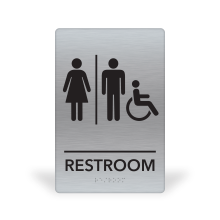 6X9BSUH - MitUSA ADA Compliant<BR> Brushed Silver Restroom Handicap 6" x 9" x 3/16"