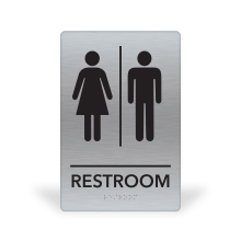 6X9BSU - MitUSA ADA Compliant<BR>Brushed Silver Restroom<BR>6" x 9" x 3/16"