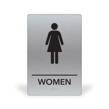 6X9WBS - MitUSA ADA Compliant<BR>Brushed Silver Woman<BR>6" X 9" x 3/16"