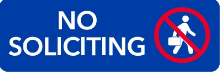 39NSBL - MitUSA Blue No Soliciting Sign